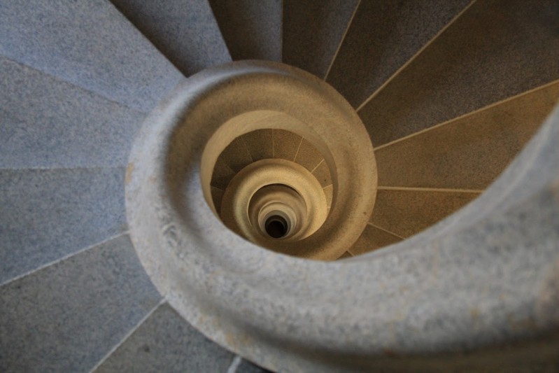 Snail shell inspired staircase in the Sagrada Familia