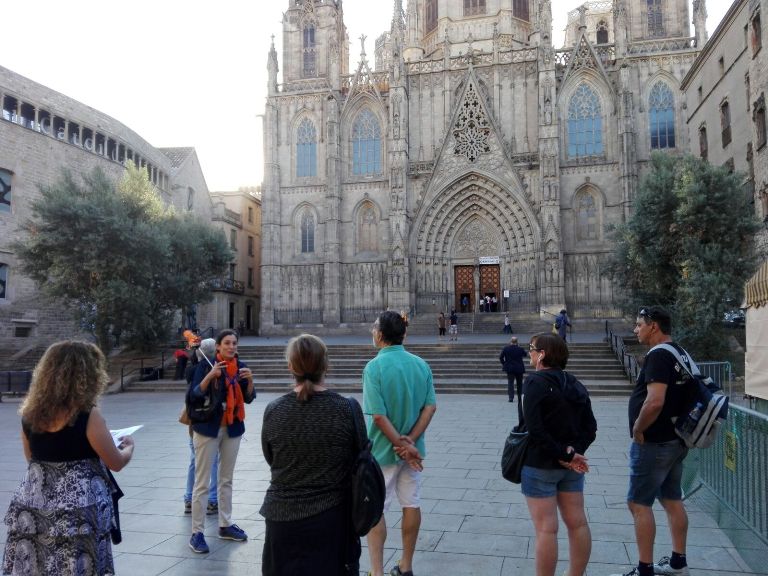 Our guide during a tour around the Cathedral and the Gothic Quarter