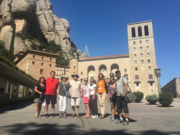 Visitors enjoying a tour in Montserrat montain