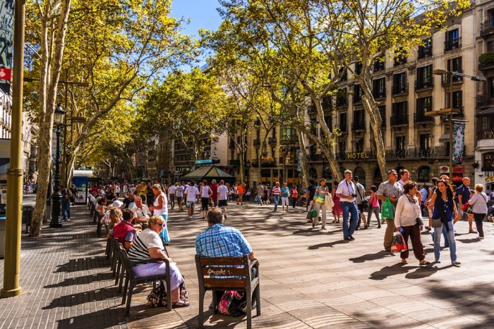 People walking in La Rambla of Barcelona