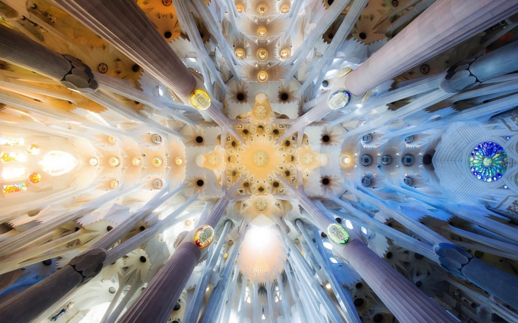 The ceiling of Sagrada Família