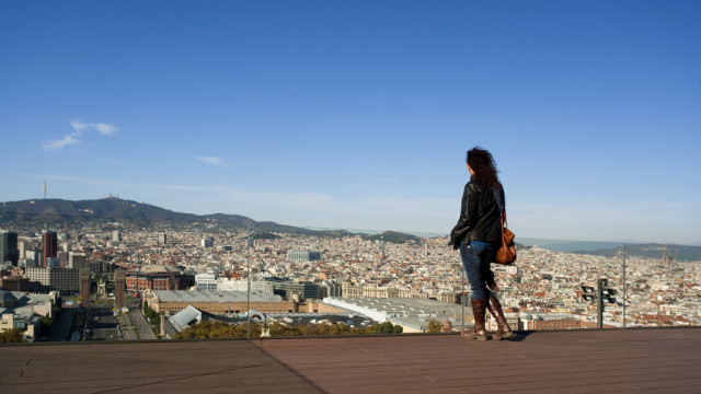 views from mnac museum in montjuic - barcelona